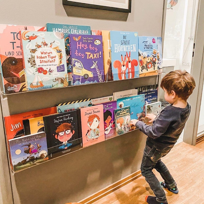 Acrylic Montessori Kids Clear Floating Bookshelves 4 Shelves