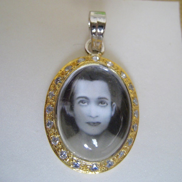 Mahavatar Babaji Pendant- Silver, Natural Quartz Crystal, Kriya Yoga