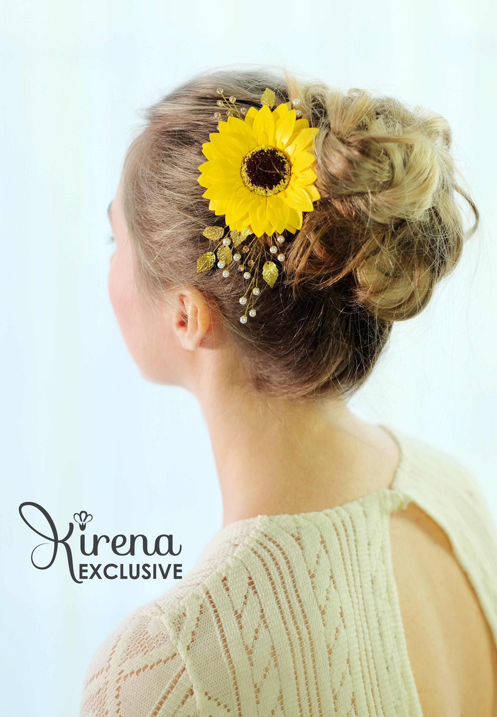 Sunflower hair piece for wedding woodland Sunflower hair clip Etsy