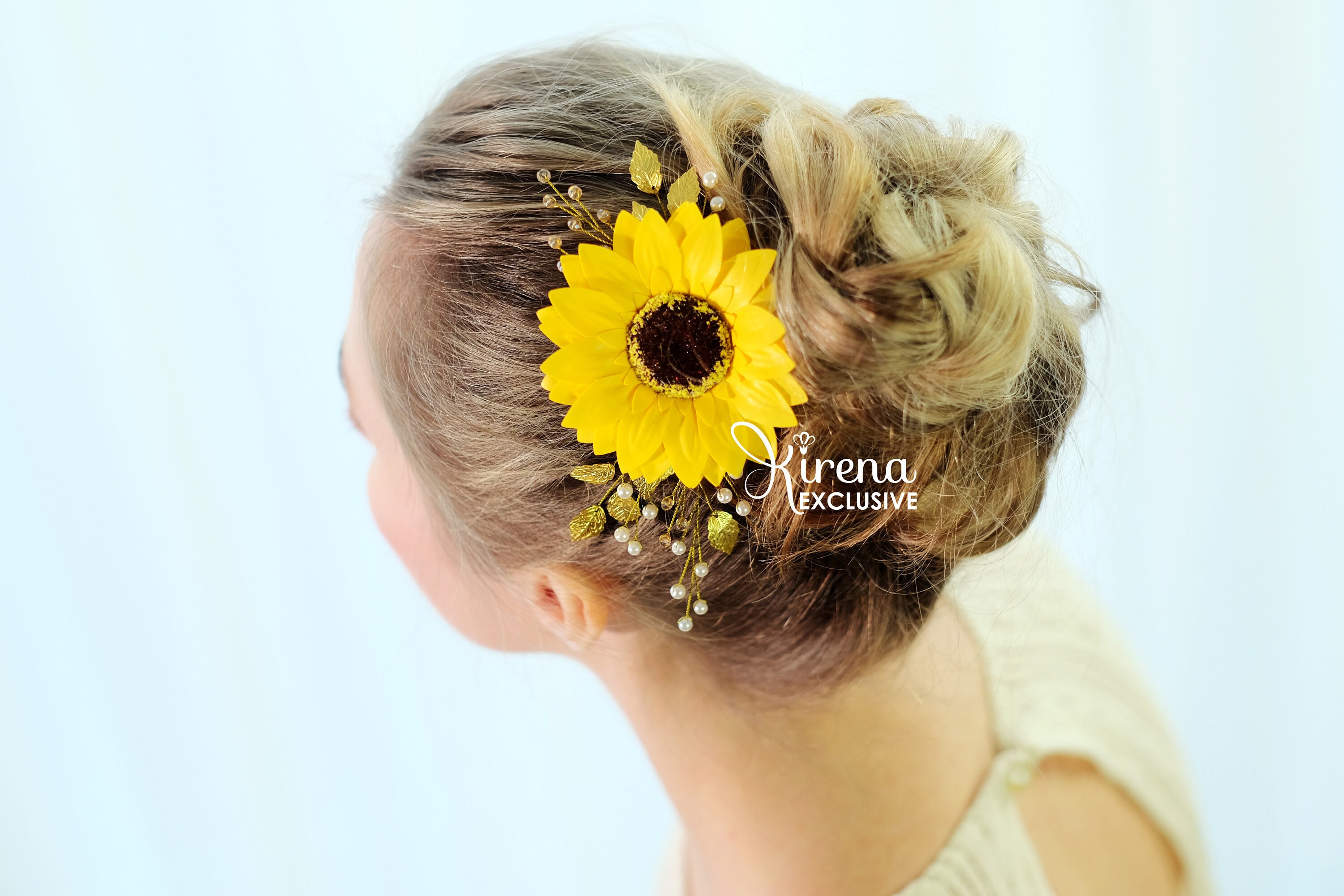 Sunflower hair piece for wedding woodland Sunflower hair clip Etsy