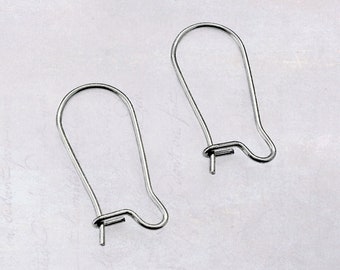 15 x Pairs Stainless Steel Kidney Ear Wires 20mm Earring Hooks - Surgical Grade