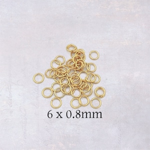 200 x Stainless Steel Gold Tone Jump Rings 6mm OD x 0.8mm WD
