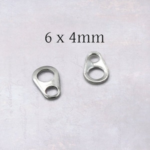 50 x Stainless Steel 6mm x 4mm Teardrop Chain Tabs