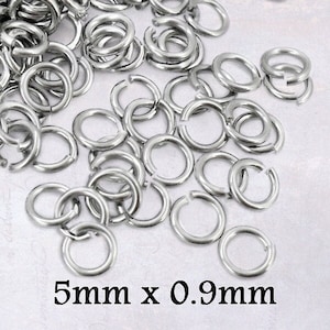 250 x Stainless Steel Flush Cut Jump Rings 5mm OD x 0.9mm WD