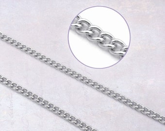 5m x Stainless Steel 2mm Wide Soldered Curb Chain