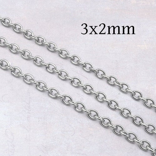 5m X Stainless Steel 3 X 2mm Cable Chain 22 Gauge Open Etsy