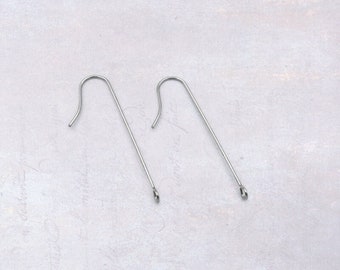 25 x Pairs Stainless Steel Long Drop Earring Hooks - 316 Surgical Grade