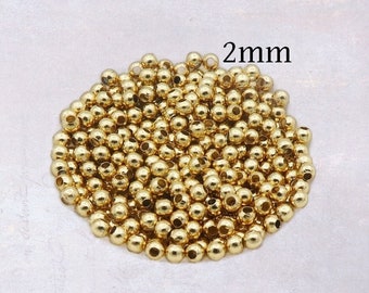 250 x Tiny Gold Tone Stainless Steel 2mm Round Spacer Beads