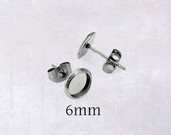 800 Stainless Steel Stud Earring Posts 10mm Pad /& Clutch HypoAllergenic USA Made