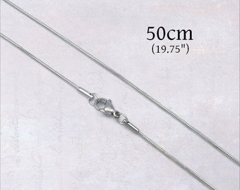 2 x Stainless Steel 1.2mm Snake Chain 50cm / 19.75" Necklaces