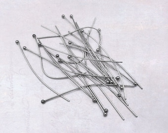 100 x Unsorted Stainless Steel 50mm Ball Head Pins - 21 Gauge (0.7mm Thick)