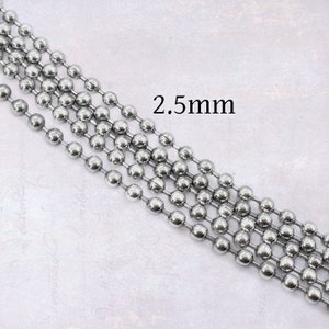 Stainless Steel Ball Chain Bulk Wholesale by Length Inch Yark Spool, Round  Ball Chain Gold Silver Bead Chain for Craft or Jewelry Making 