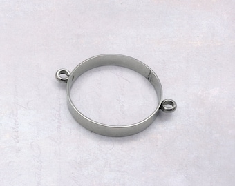 5 x Stainless Steel Round 20mm Open Back Bezel Connector Settings for Resin