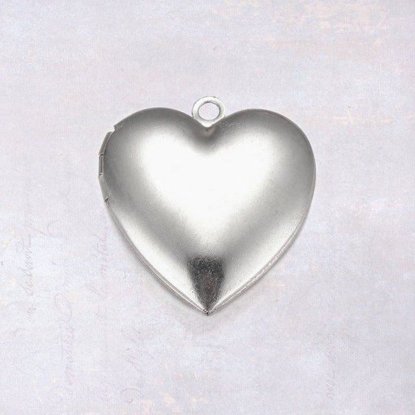5 x Stainless Steel Smooth Heart Locket Pendants