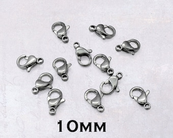 25 x Small Stainless Steel 10mm Lobster Parrot Clasps