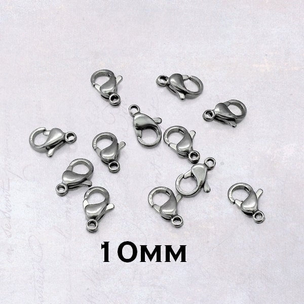 25 x Small Stainless Steel 10mm Lobster Parrot Clasps