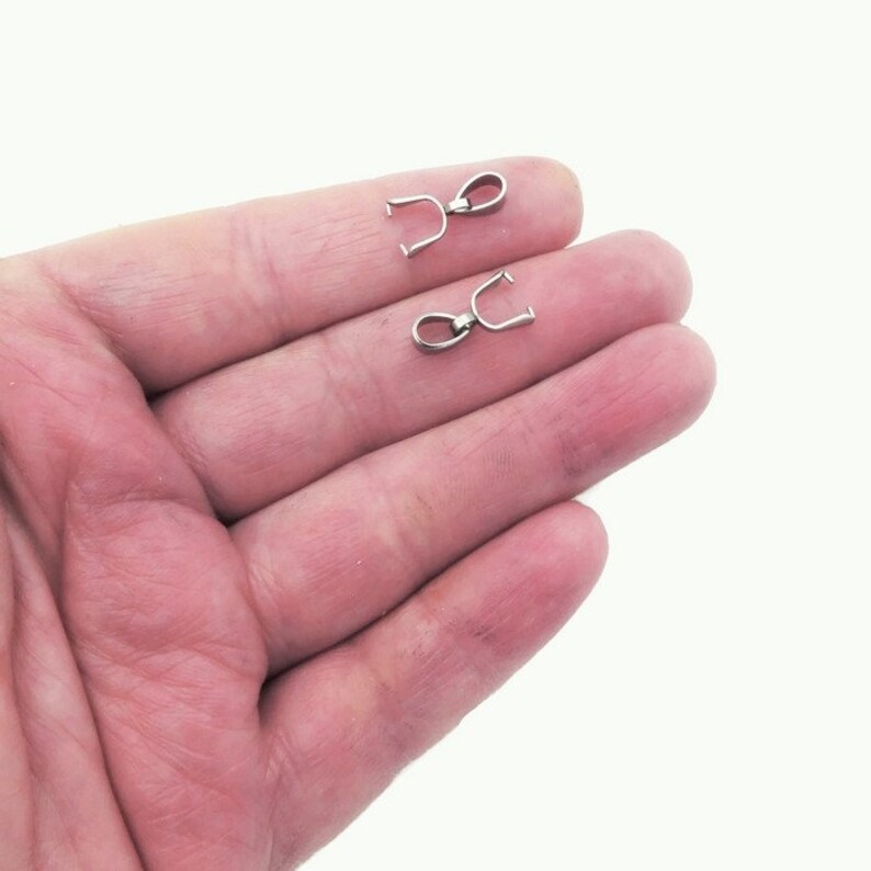 20 X Stainless Steel Pendant Pinch Bails W/ Attached Loop Etsy