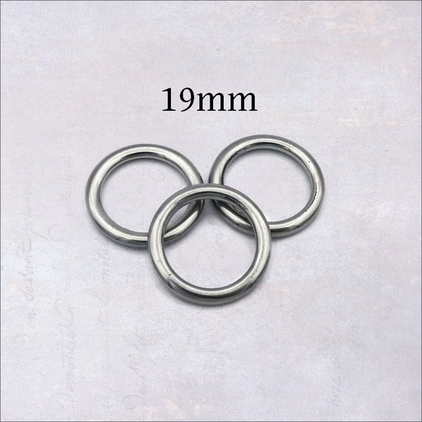 3 x Solid Stainless Steel 19mm Closed Jump Ring Hoops Linking Rings