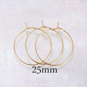 10 or 20 Gold Tone Plated 316L Stainless Steel 25mm Wine Glass Charm Hoops