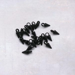 20 x Tiny Black Plated Stainless Steel Cone Spike Charms