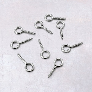 100 x Stainless Steel 12mm x 5mm Screw Eye Pins / Bails