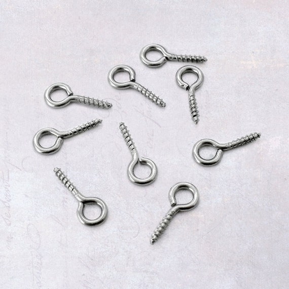 100 X Stainless Steel 12mm X 5mm Screw Eye Pins / Bails 