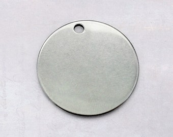 6 x Round Blank 20mm Stainless Steel Charm Stamping Tags - 1mm Thick