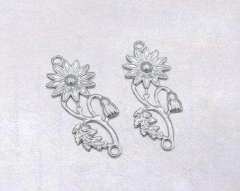 20 x Stainless Steel Thin Filigree Flower Stamping Connectors