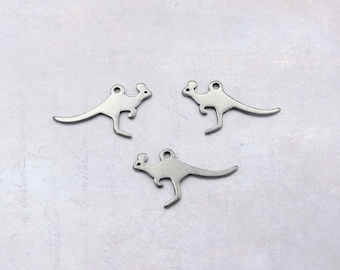 10 x Small Stainless Steel Kangaroo Charms