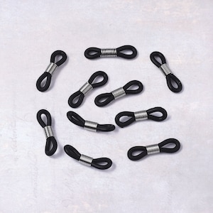 50 x Black Rubber & Stainless Steel 22mm Connectors for Eyeglass Chains