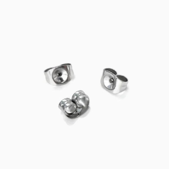 6 Mm Large Butterfly Earring Backs, Surgical Stainless Steel 201