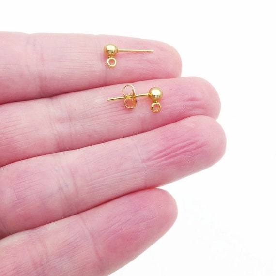 10x Hypoallergenic Gold Plated Stainless Steel Earring Studs 3mm