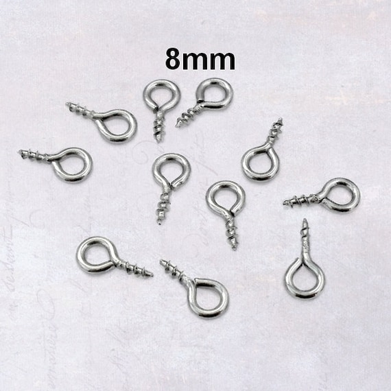 200 X Tiny 8mm Stainless Steel Screw Eye Pins Bails Israel