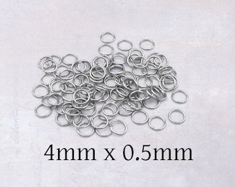 1000 x Stainless Steel 4mm x 0.5mm Jump Rings
