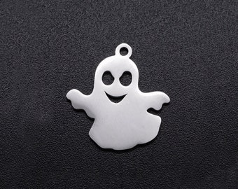 5 x Small Stainless Steel Ghost Charms