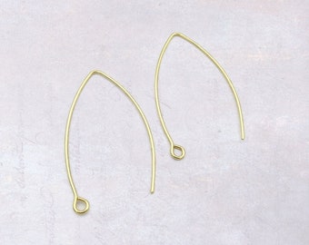 10 x Pairs Gold Tone Stainless Steel Marquise Earring Hooks Earwires