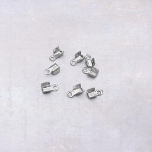 100 x Stainless Steel 6mm x 3mm Folding Cord End Tips Suits 2mm Cord