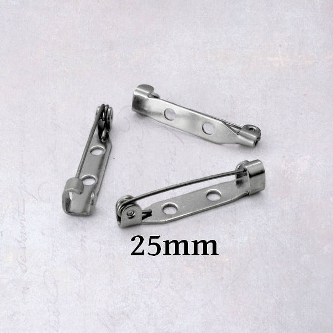 500 Pcs Silver Tone Brooch Pin Backs Clasp 1.5 inch (38mm) Bar Pins Findings 3 Holes Safety Pins for Badge Insignia, Citation Bars, Making Corsage, NA