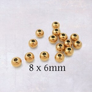 20 x Stainless Steel Gold Tone 8mm x 6mm Drum Spacer Beads - Seam Free