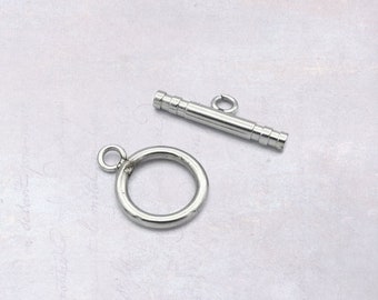 2 x Stainless Steel Ridged Bar Toggle Clasps