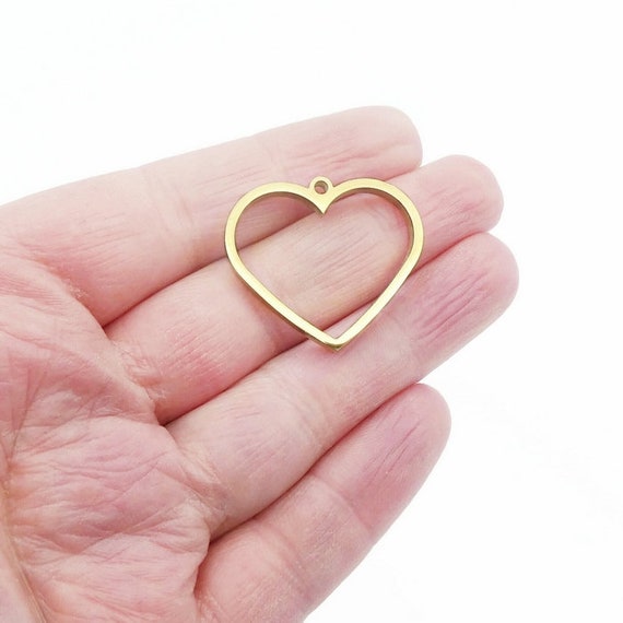 X Gold Tone Stainless Steel Heart Shape Open Back Bezel Settings