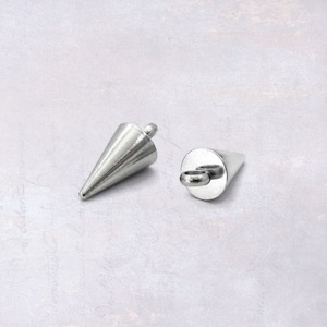 10 x Stainless Steel Narrow Bail Cone Spike Charm Pendants