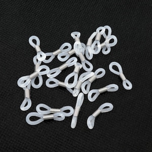 50 x Translucent White Rubber & Stainless Steel 22mm Connectors for Eyeglass Chains