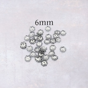 100 x Stainless Steel 6mm Filigree Flower Bead Caps