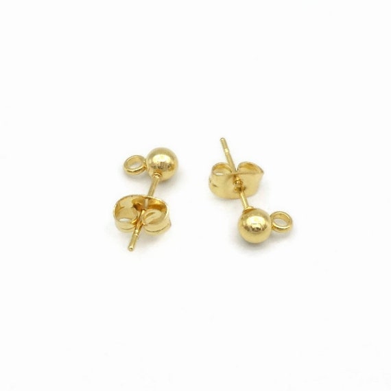 10x Hypoallergenic Gold Plated Stainless Steel Earring Studs 3mm