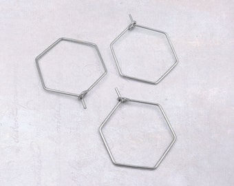 20 Stainless Steel Hexagon Wire Hoops