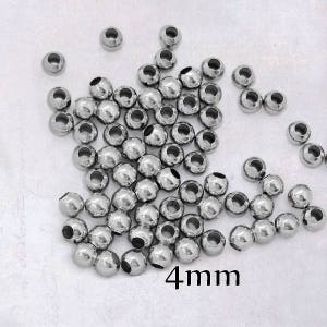 150 x Stainless Steel 4mm Round Hollow Spacer Beads