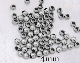 150 x Stainless Steel 4mm Round Hollow Spacer Beads