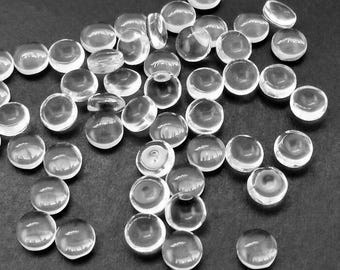 100pcs x 6mm / 8mm Clear Glass Round Domed Cabochons