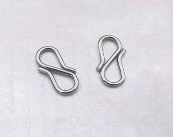 50 x Stainless Steel Small 12mm S Hook Clasps 19 Gauge (1mm Thick)